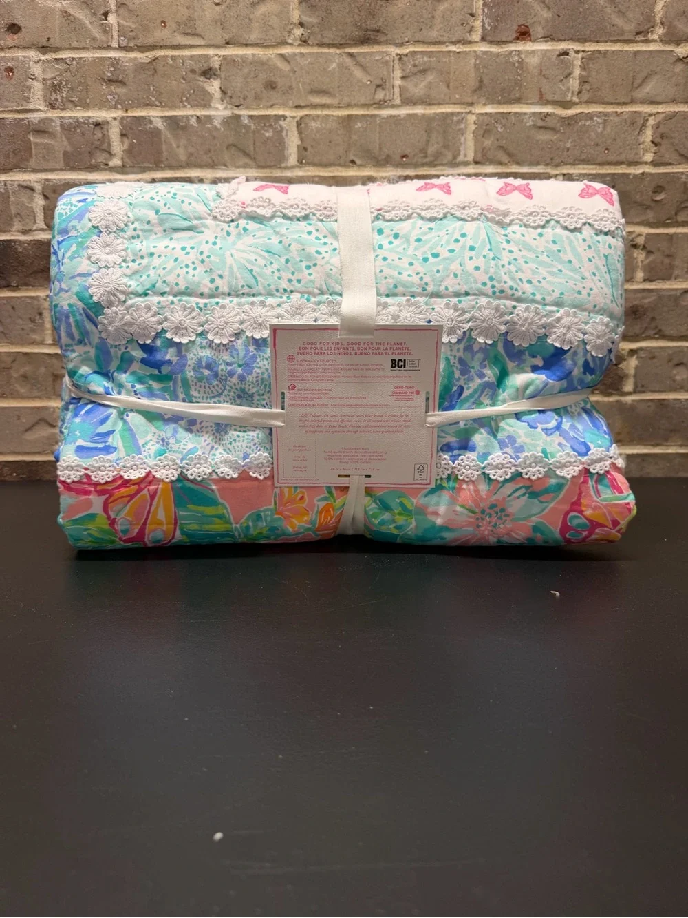 Lilly Pulitzer Patchwork Border Quilt Full / Queen Multi Color Butterfly NWT